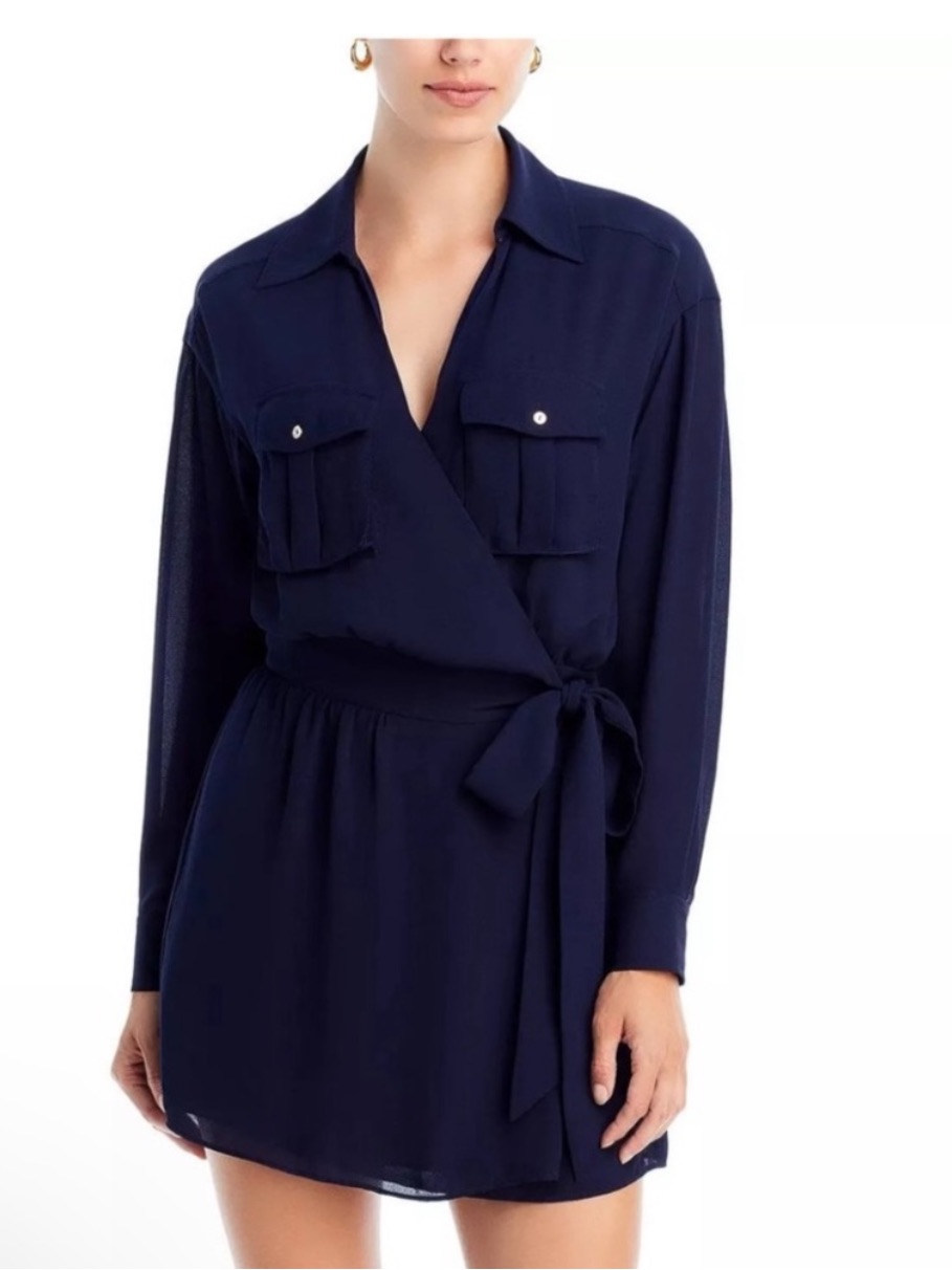 Ramy Brook Size Xs Navy Wrap Mini Dress